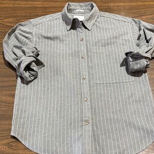 Classic Gray Striped Men's Button Down Shirt